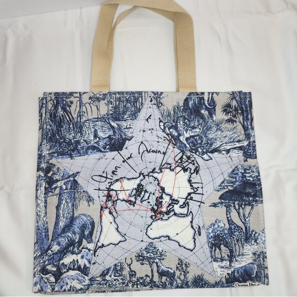Dior Blue and Tan Tote Bag around the world - Picture 3 of 13